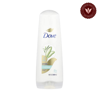 Dove Nourish & Clarifying Conditioner Aloe Vera & Tea Tree Oil 355ml — front view, white background