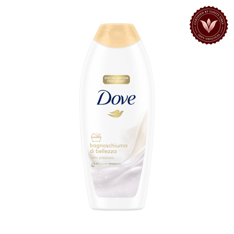 Dove Bagnoschiuma Di Bellezza Seta Preziosa (Shower Gel) 700 + 50ml — front view, white background