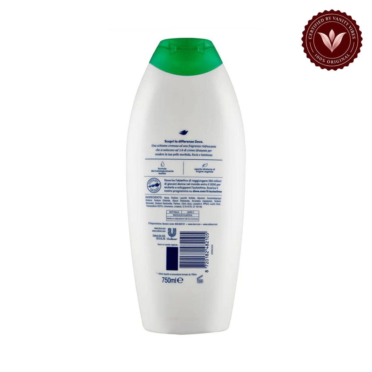 Dove Bagnoschiuma Tè Verde E Cetriolo (Shower Gel) 700 + 50ml — alternate view, white background