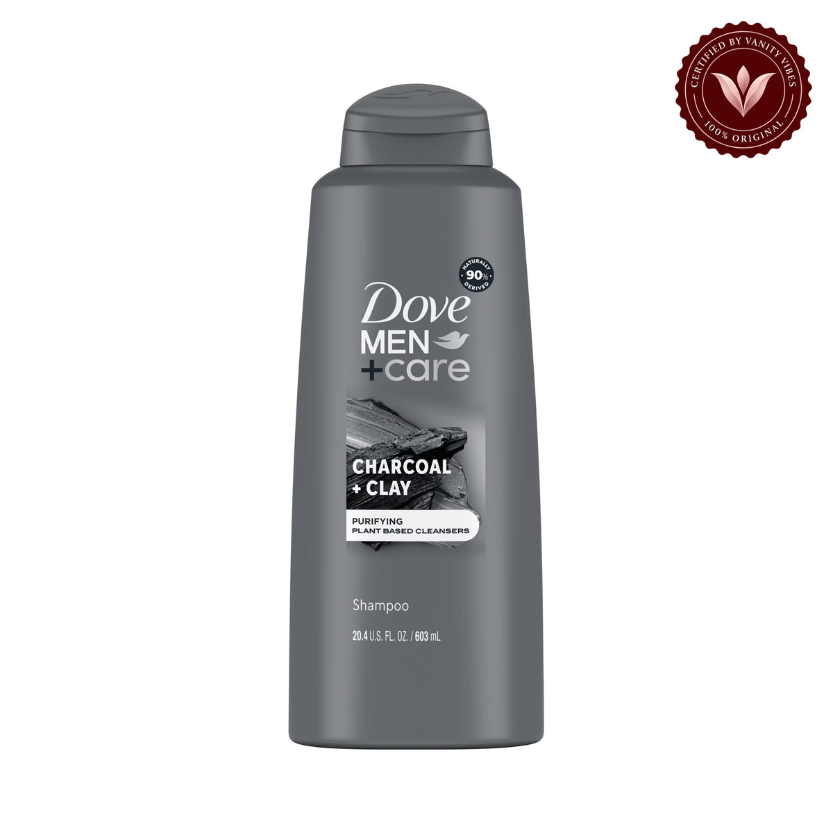 Dove Men+Care Charcoal + Clay Shampoo 603ml Deep Cleansing & Stronger Hair — alternate view, white background