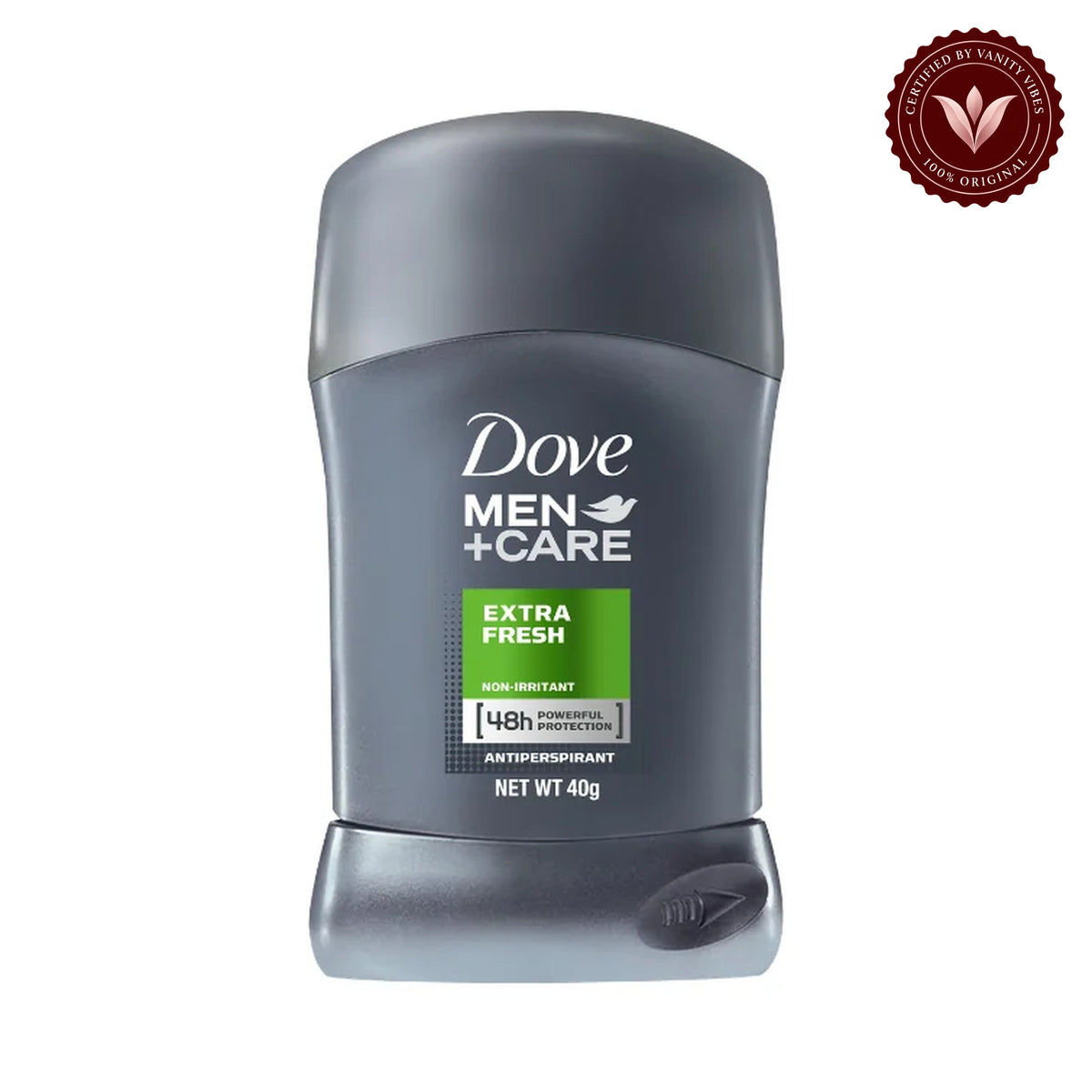 Dove Men+Care Extra Fresh Non-Irritant 48H Anti-Perspirant Deodorant Stick 40g — front view, white background
