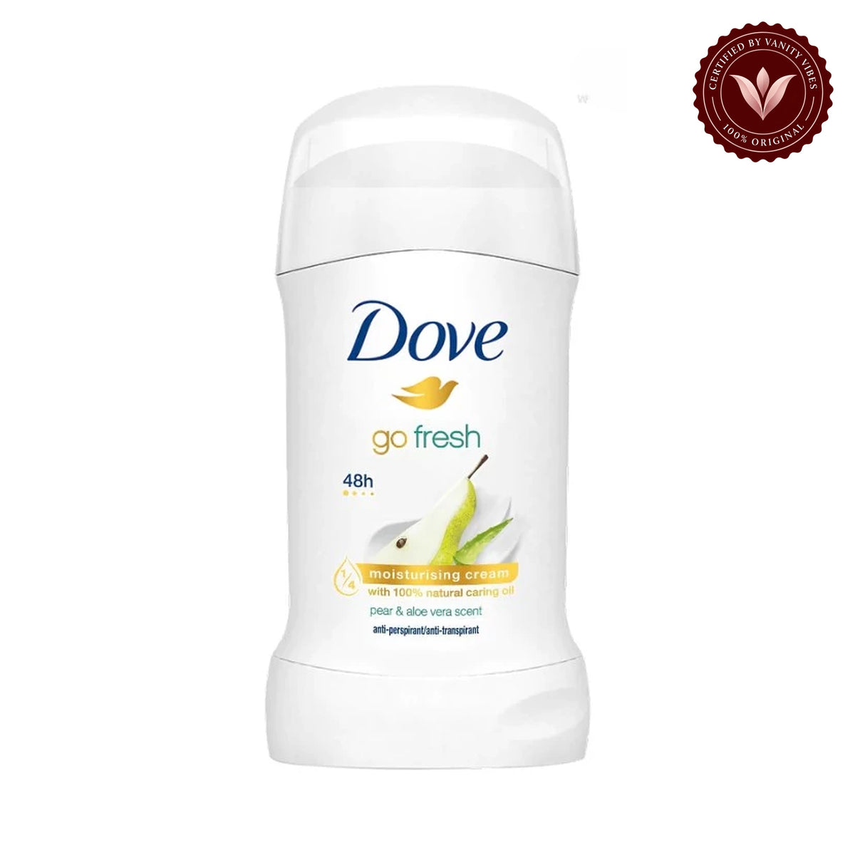 Dove Go Fresh Pear & Aloe Vera 48H Anti-Perspirant Stick 40g — alternate view, white background