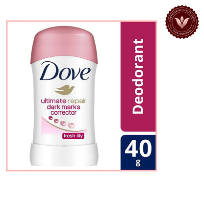 Dove Ultimate Repair Dark Marks Corrector Anti-Perspirant Deodorant Stick Fresh Lily 40g — alternate view, white background