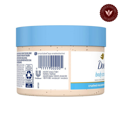 Dove Exfoliating Body Polish Crushed Macadamia & Rice Milk 298g — alternate product view, centered on white background