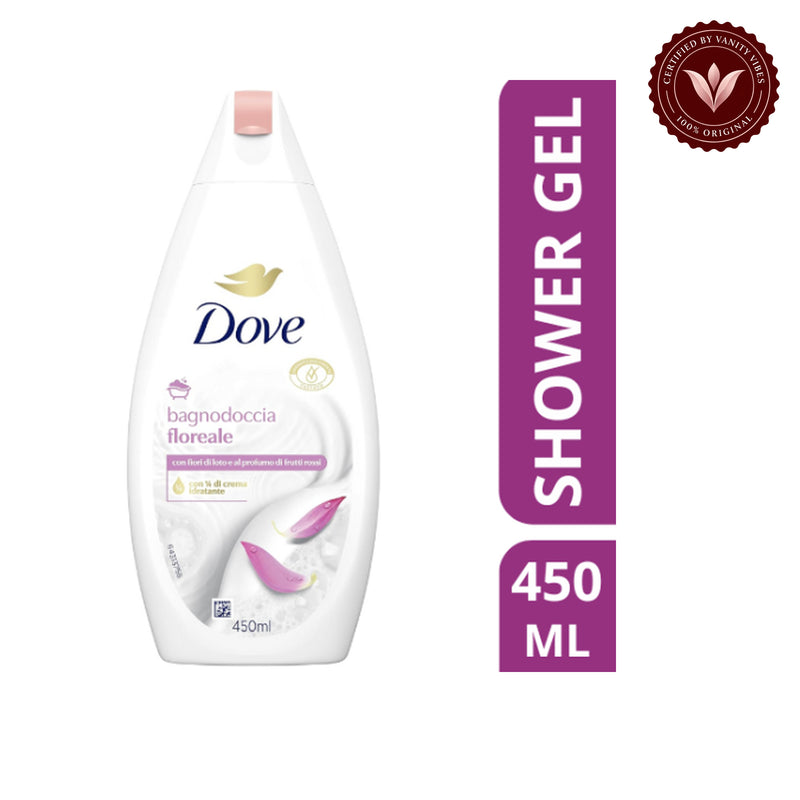 Dove Floreale Moisturizing Shower Gel 450ml - Floral Scented Gentle Hydrating Body Wash for Soft & Smooth Skin — alternate view, white background