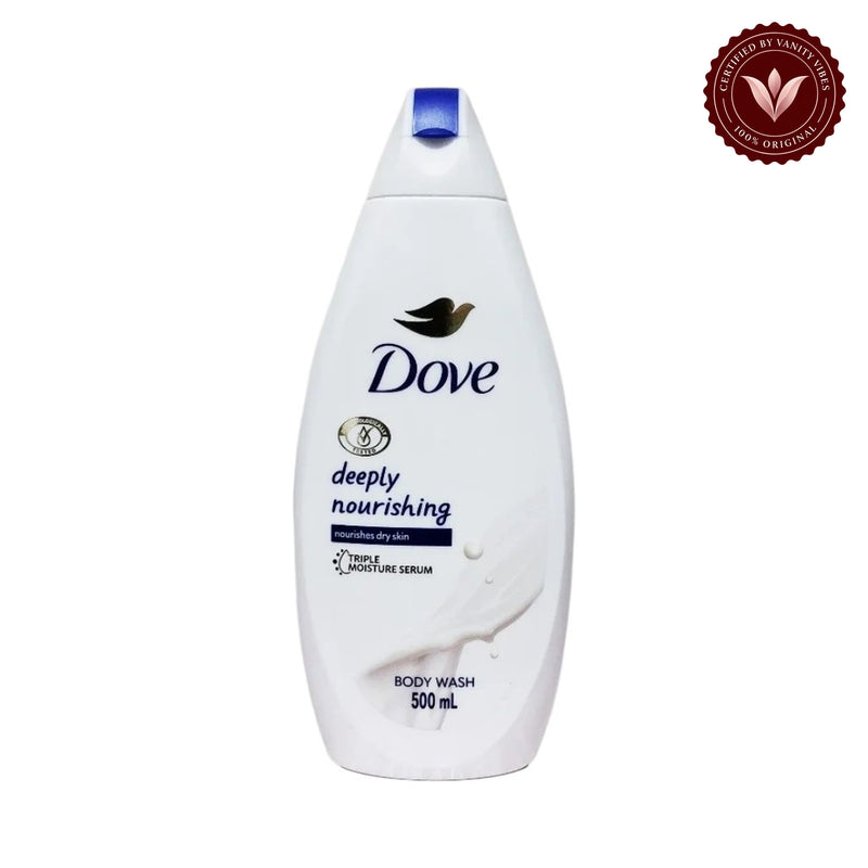 Dove Deeply Nourishing Body Wash 500ml - Triple Moisture Serum for Dry Skin, Soft, Smooth & Hydrated Skin Care — front view, white background