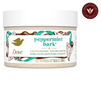 Dove Peppermint Bark Body Scrub Limited Edition 298g - Deep Exfoliating Body Scrub for Smooth Soft Skin, Dead Skin Removal, Nourishing Moisture Care & Refreshing Peppermint Fragrance — alternate view, white background