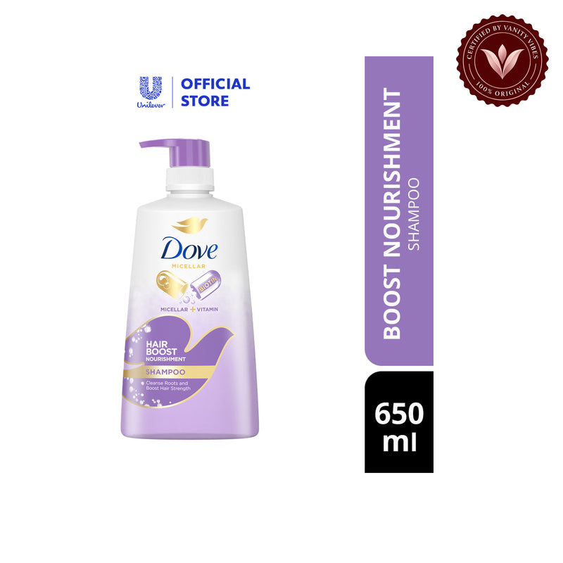 Dove Micellar + Vitamin Hair Boost Nourishment Shampoo 680ml - Deep Cleansing Hair Care Shampoo for Healthy Strong Hair, Vitamin Nourishment, Light Hydration & Natural Shine — alternate view, white background