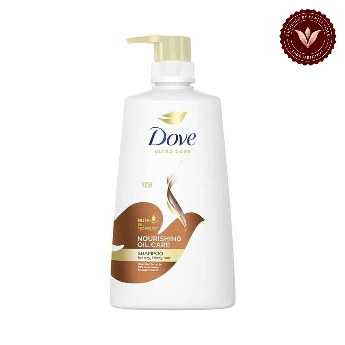 Dove Ultra Care Nourishing Oil Care Shampoo for Dry & Frizzy Hair 650ml - Deep Nourishment Hair Care Shampoo for Smooth Soft Hair, Frizz Control, Repair & Silky Shine — front view, white background
