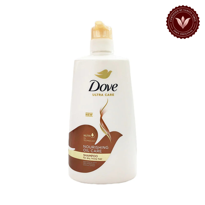 Dove Ultra Care Nourishing Oil Care Shampoo for Dry & Frizzy Hair 650ml - Deep Nourishment Hair Care Shampoo for Smooth Soft Hair, Frizz Control, Repair & Silky Shine — alternate view, white background