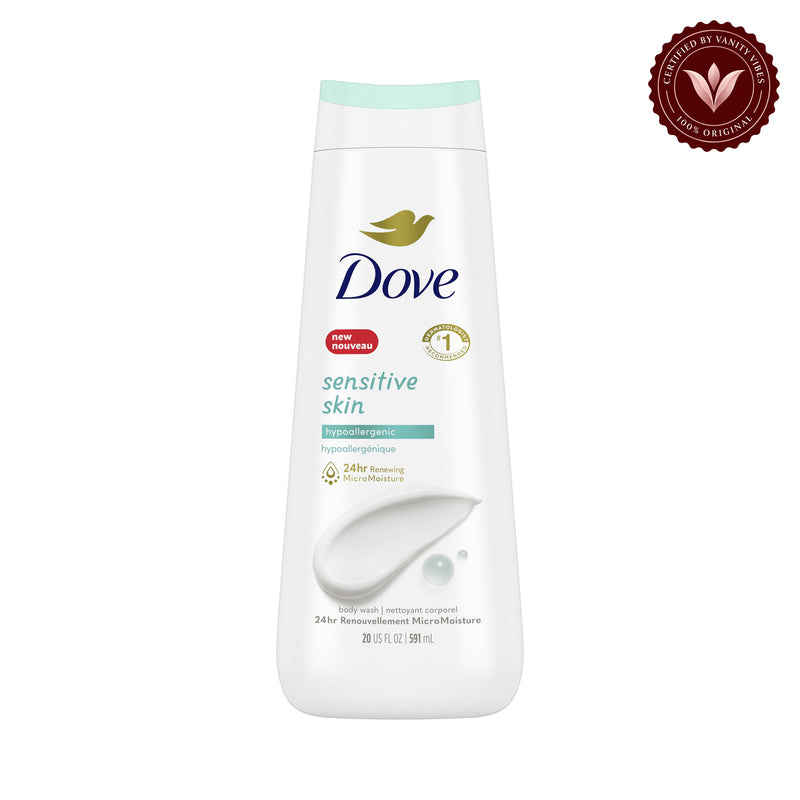 Dove Sensitive Skin Hypoallergenic Body Wash 20 fl oz-591ml — front view, white background