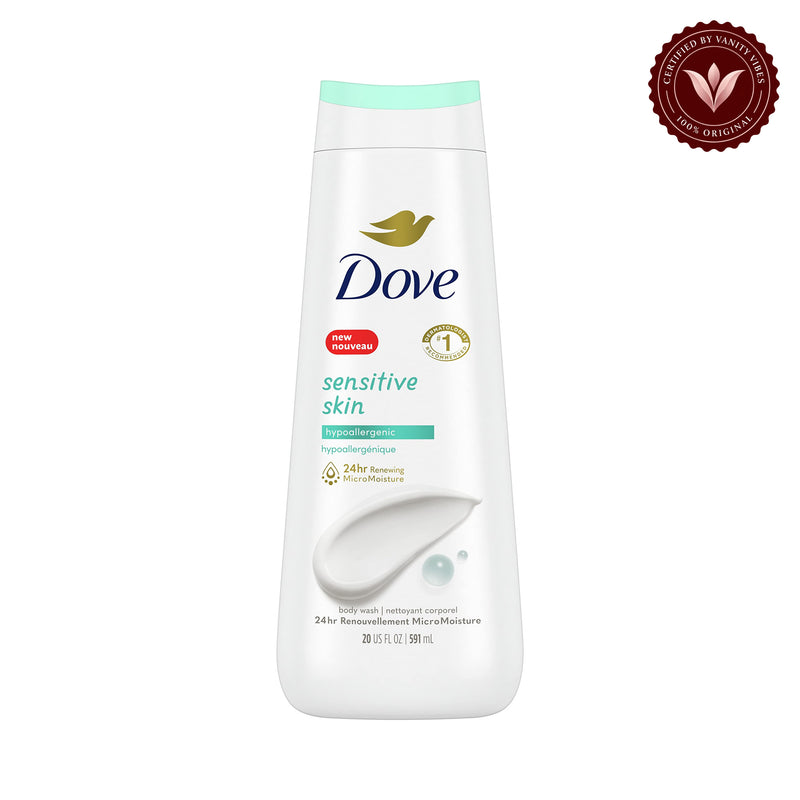 Dove Sensitive Skin Hypoallergenic Body Wash 20 fl oz-591ml — alternate view, white background