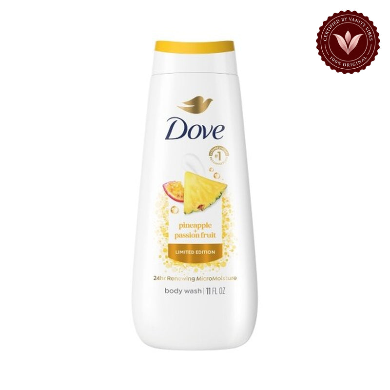 Dove Pineapple & Passion Fruit Body Wash 20 fl oz-591ml — front view, white background