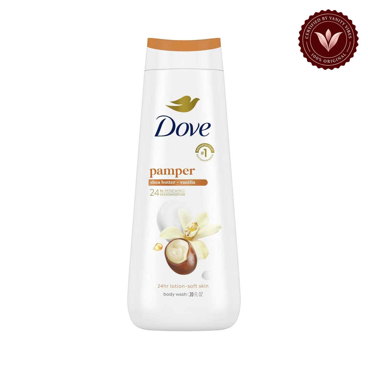 Dove, Pamper Body Wash, Shea Butter + Vanilla, 20 fl oz-591ml — alternate product image