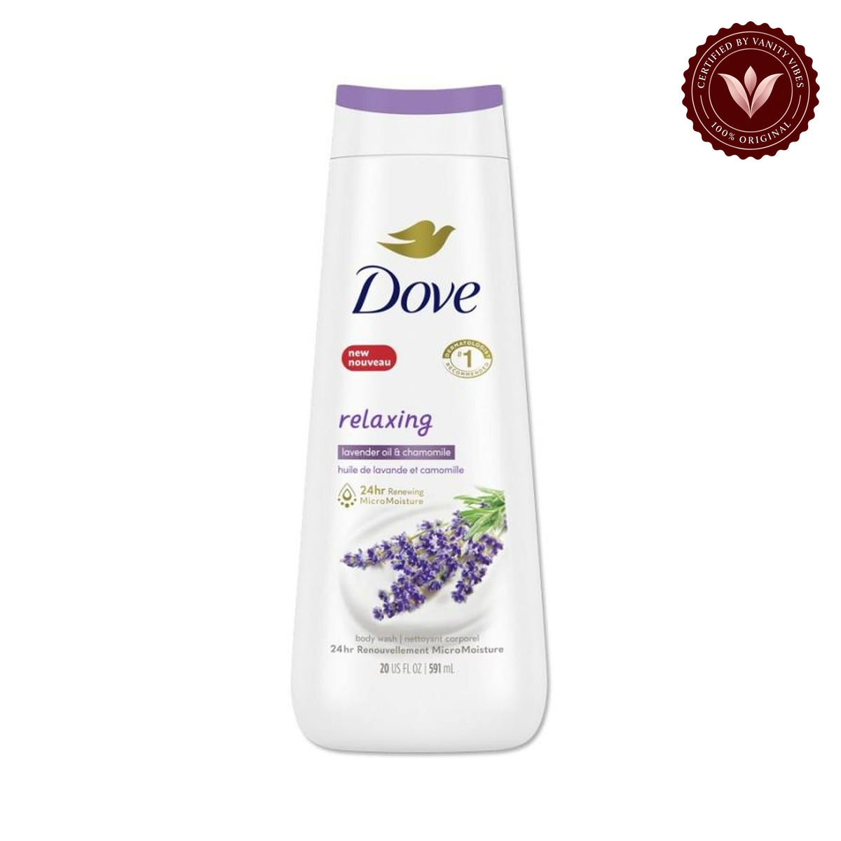 Dove Relax Body Wash With Calming Lavender 20 Fl Oz -591ml — front product image