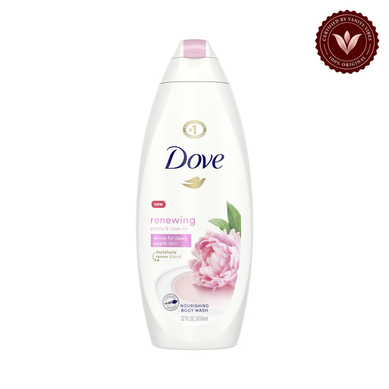 Dove Renewing Peony & Rose Oil Body Wash — front view, white background