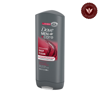Dove Men+Care Exfoliating Deep Clean Body + Face Wash 13.5 FL OZ (400ml) — alternate view, white background
