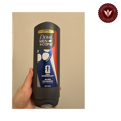 Dove Men+Care Limited Edition FIFA Body Wash for Men Game Changer For Hydrated & Repaired Skin, 13 fl oz 400 ml — front view, white background