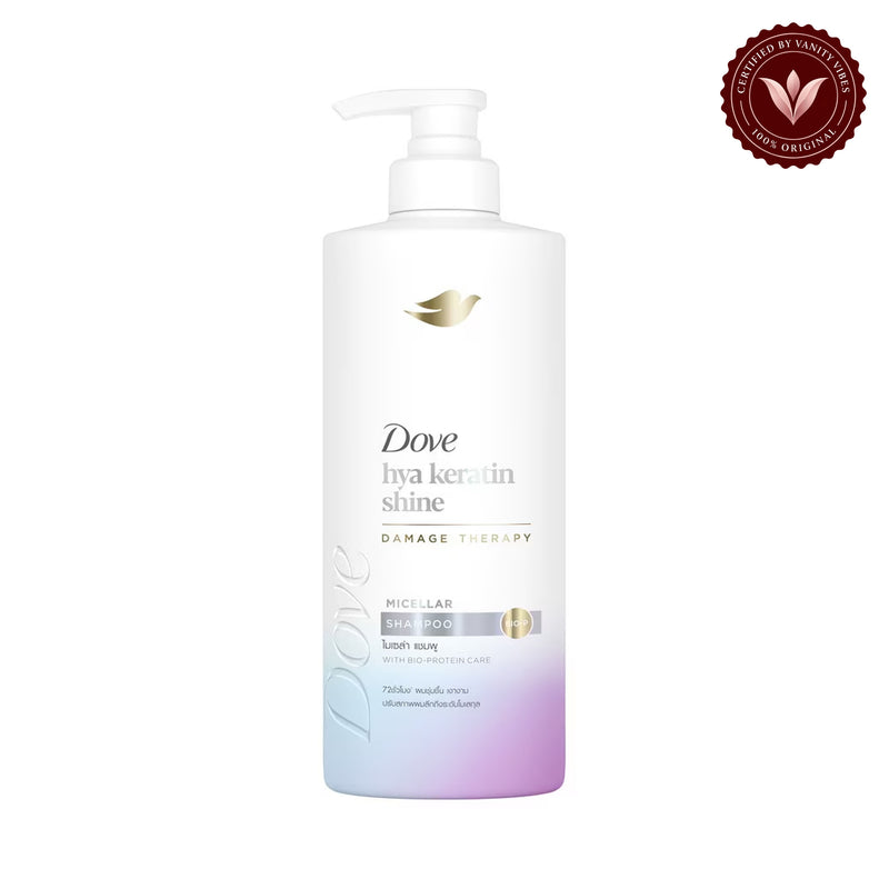 Dove Hya Keratin Shine Damage Therapy Micellar Shampoo 360ml — alternate view, white background