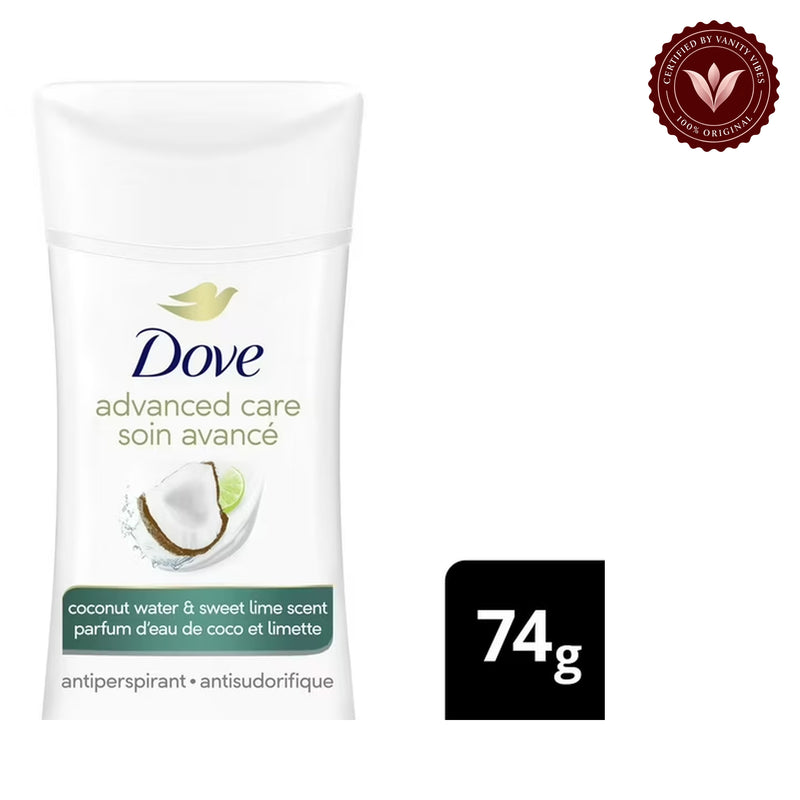 Dove Advanced Care Antiperspirant Stick Coconut Water & Sweet Lime Scent Deodorants 2.6Oz-(74g) — alternate view, white background