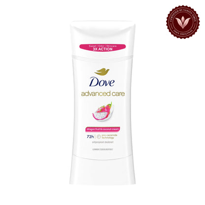 Dove Advanced Care Dragon Fruit & Coconut Cream Antiperspirant Stick Deodorants 2.6Oz-(74g) — front view, white background