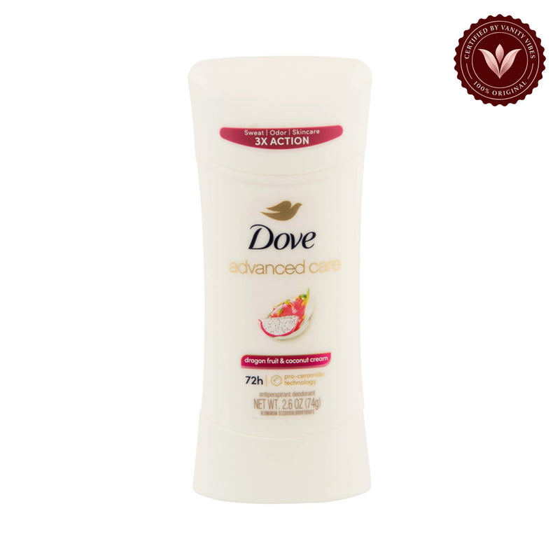 Dove Advanced Care Dragon Fruit & Coconut Cream Antiperspirant Stick Deodorants 2.6Oz-(74g) — alternate view, white background