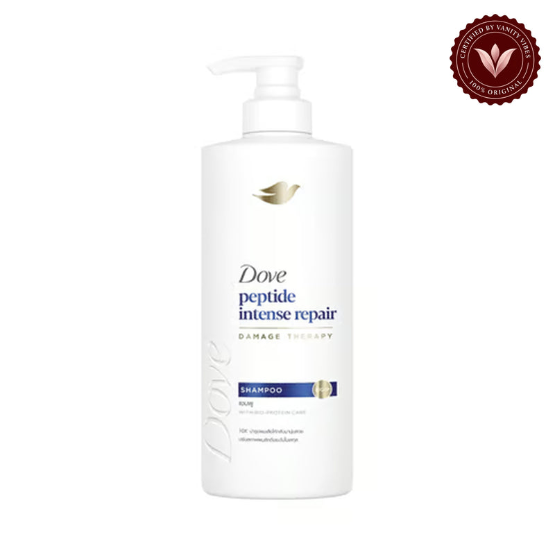 Dove Peptide Intense Repair Damage Therapy Shampoo, 380ml, with Advanced Hair Care Formula for Severely Damaged Hai — front view, white background