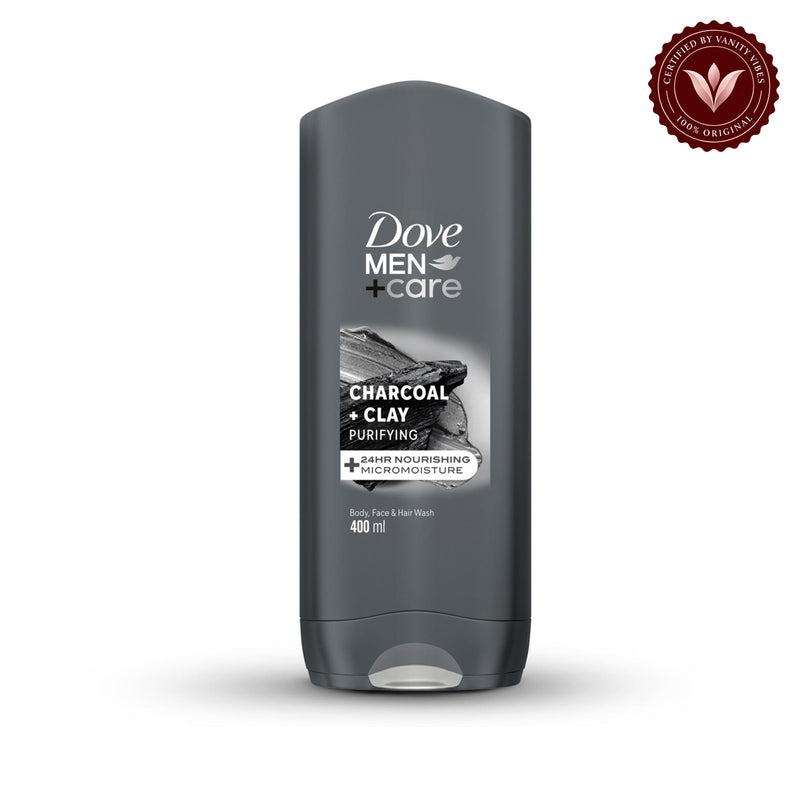 Dove Men+Care 3 in 1 Wash for Body, Face and Hair Charcoal & Clay - 400 ml — front product image