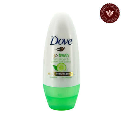 Dove Go Fresh Cucumber & Green Tea 48-Hour Anti-Perspirant Deodorant Roll On- for Women-40ml — front view, white background