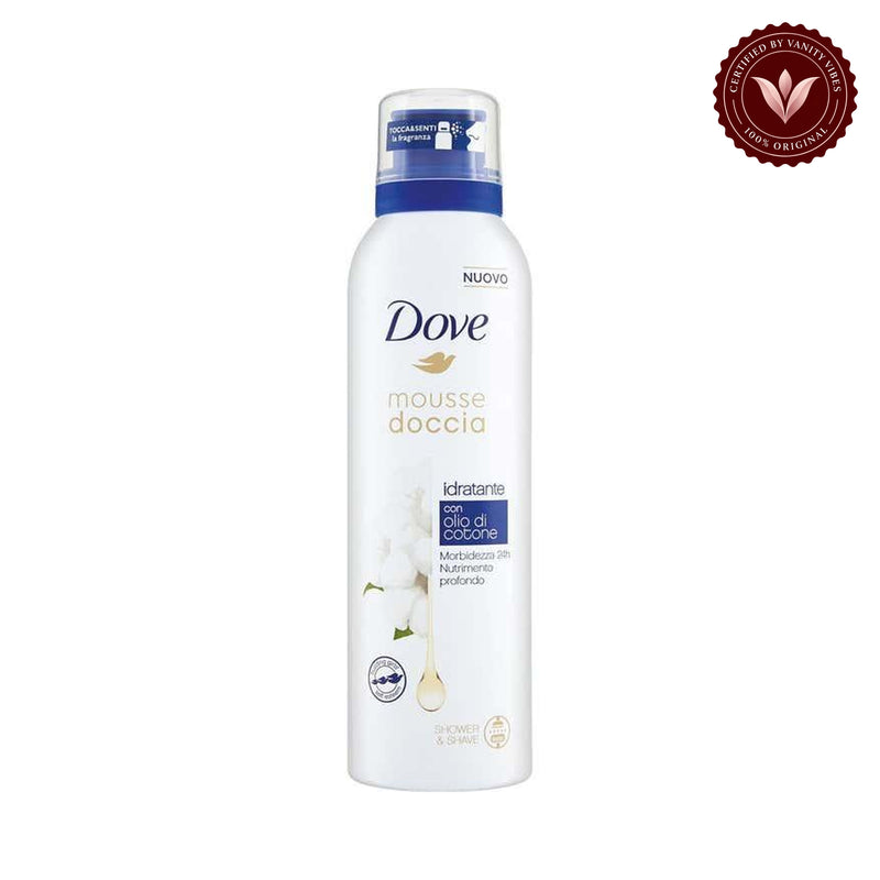 Dove Mousse Shower with Moisturizing Cream Cotton Oil 200 ml Cotton-seed oil — front product image