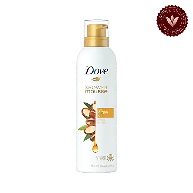 Dove shower mousse with Argan oil 24 hours softness-200ml — alternate view, white background