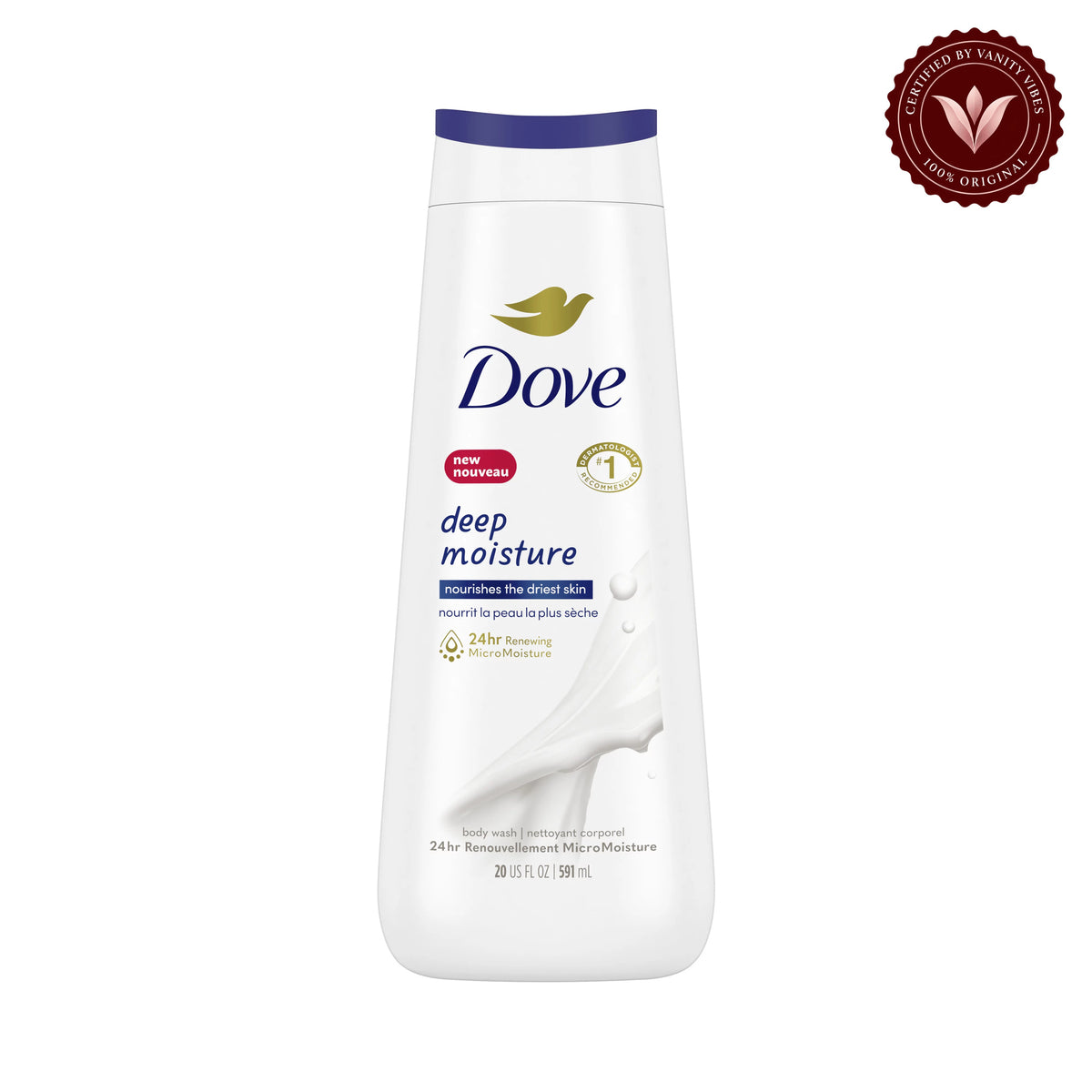 Dove Deep Moisture Body Wash 20 Fl Oz -591ml — front view, white background