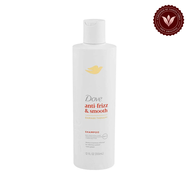 Dove Damage Therapy Anti-Frizz & Smooth Shampoo 355ml - Frizz Control & Smoothing Hair Shampoo (USA) — alternate view, white background