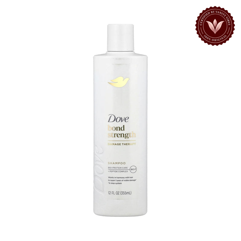 Dove Damage Therapy Bond Strength Shampoo 355ml - Strengthening Shampoo for Damaged & Weak Hair (USA) — front view, white background