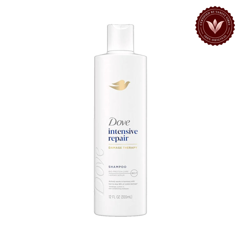 Dove Damage Therapy Intensive Repair Shampoo 355ml (12 oz) - Bio-Protein Care Technology & Amino Serum (USA) — front view, white background