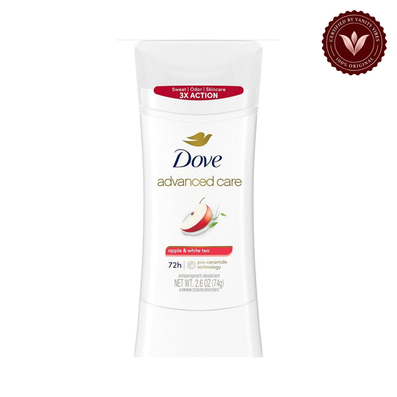 Dove Advanced Care Apple & White Tea Antiperspirant Stick Deodorants 2.6Oz-(74g) — alternate view, white background