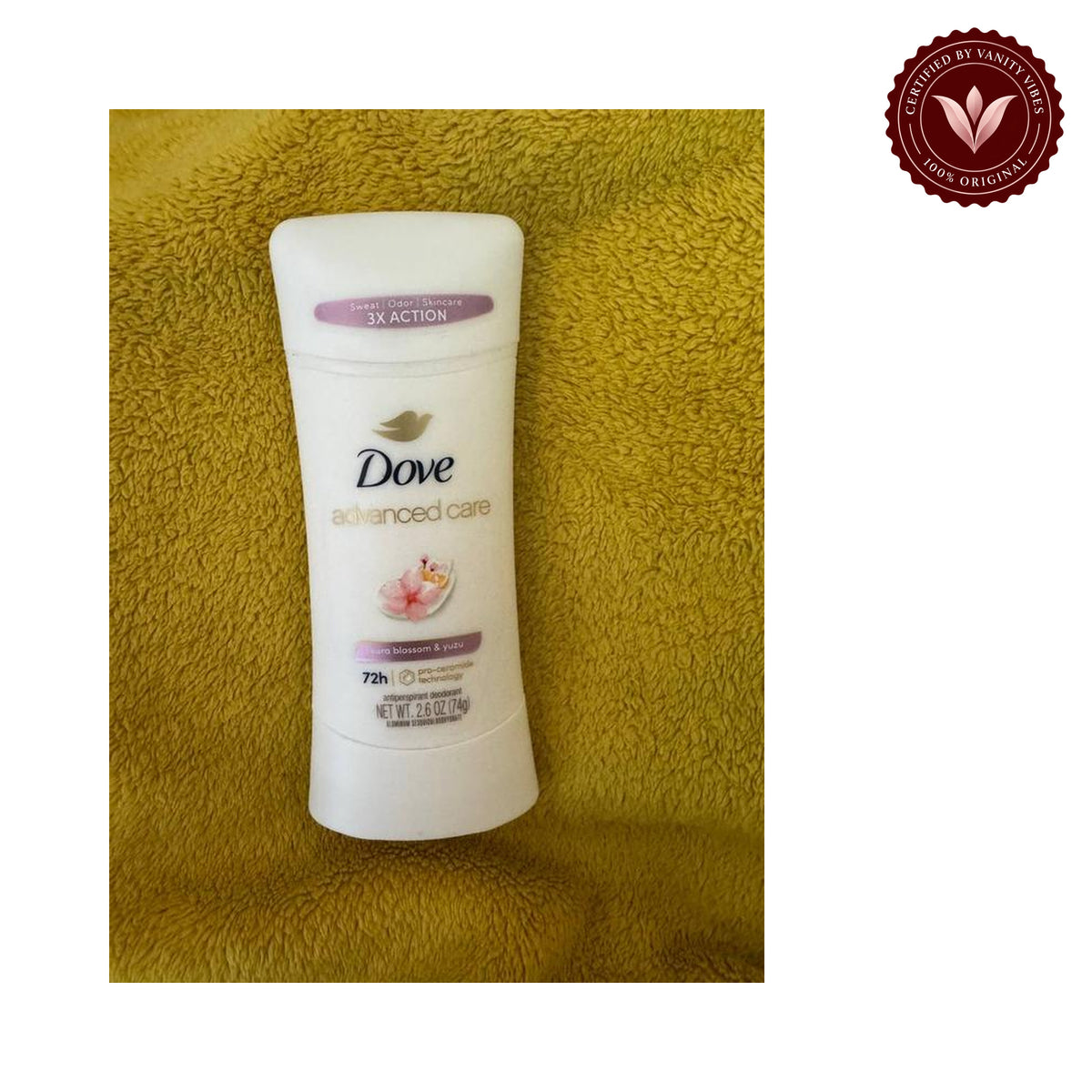 Dove Advanced Care Sakura Blossom & Yuzu Antiperspirant Stick Deodorant 2.6Oz-(74g) — alternate view, white background