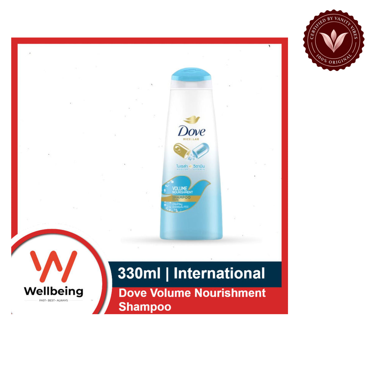 Dove Volume Nourishment Shampoo-330ml — front view, white background