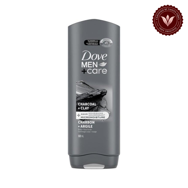 Dove Men+Care 3 in 1 Wash for Body, Face and Hair Charcoal & Clay - 532-ml — front product image