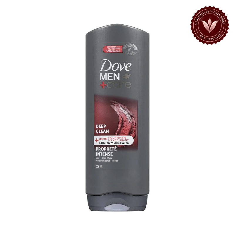 Dove Men+Care Body and Face Wash Body Wash for Men Exfoliating Deep Clean with 24-Hour Nourishing Micromoisture Technology 532-ml — alternate view, white background