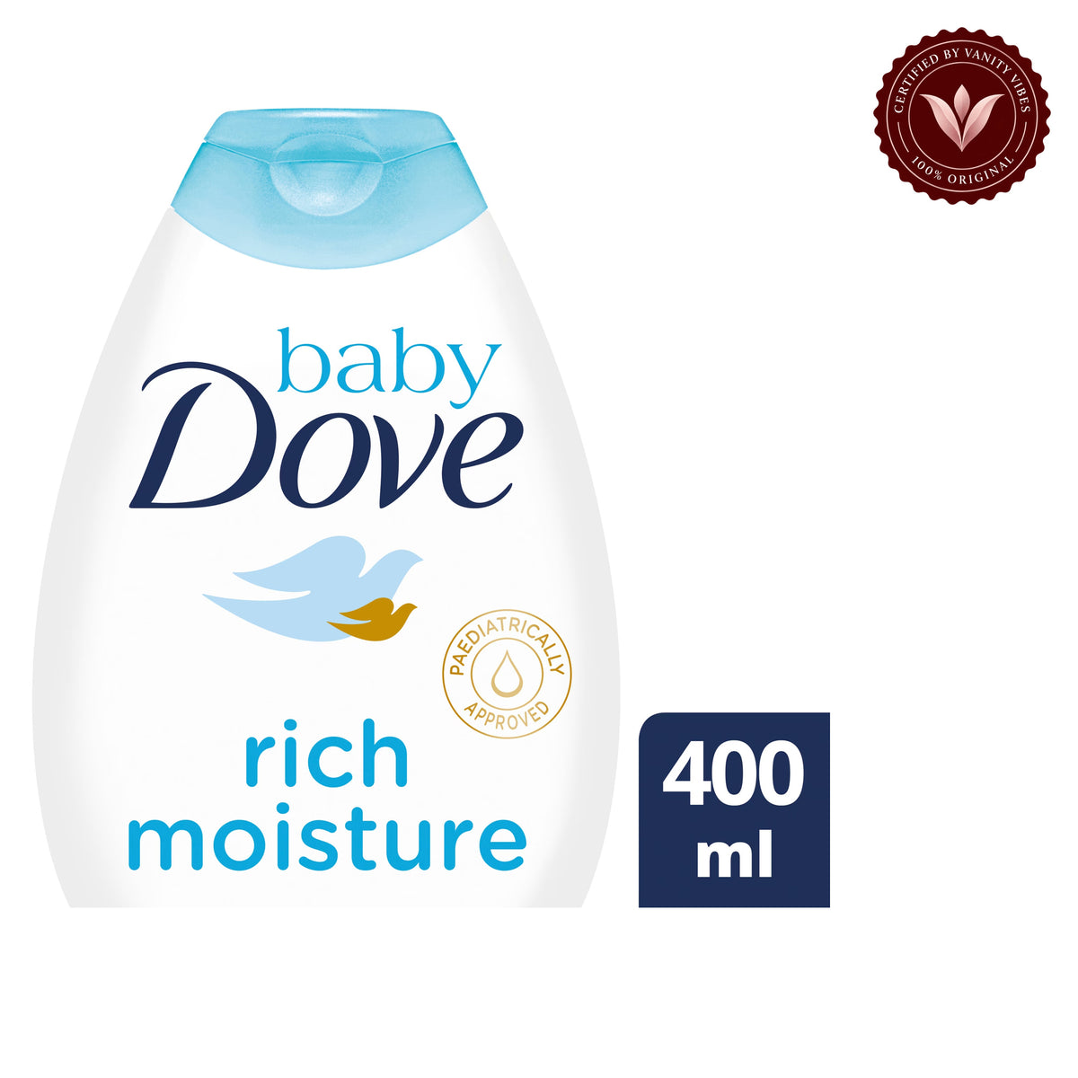 Dove Baby Dove Rich Moisture Body Lotion 400ml — front view, white background