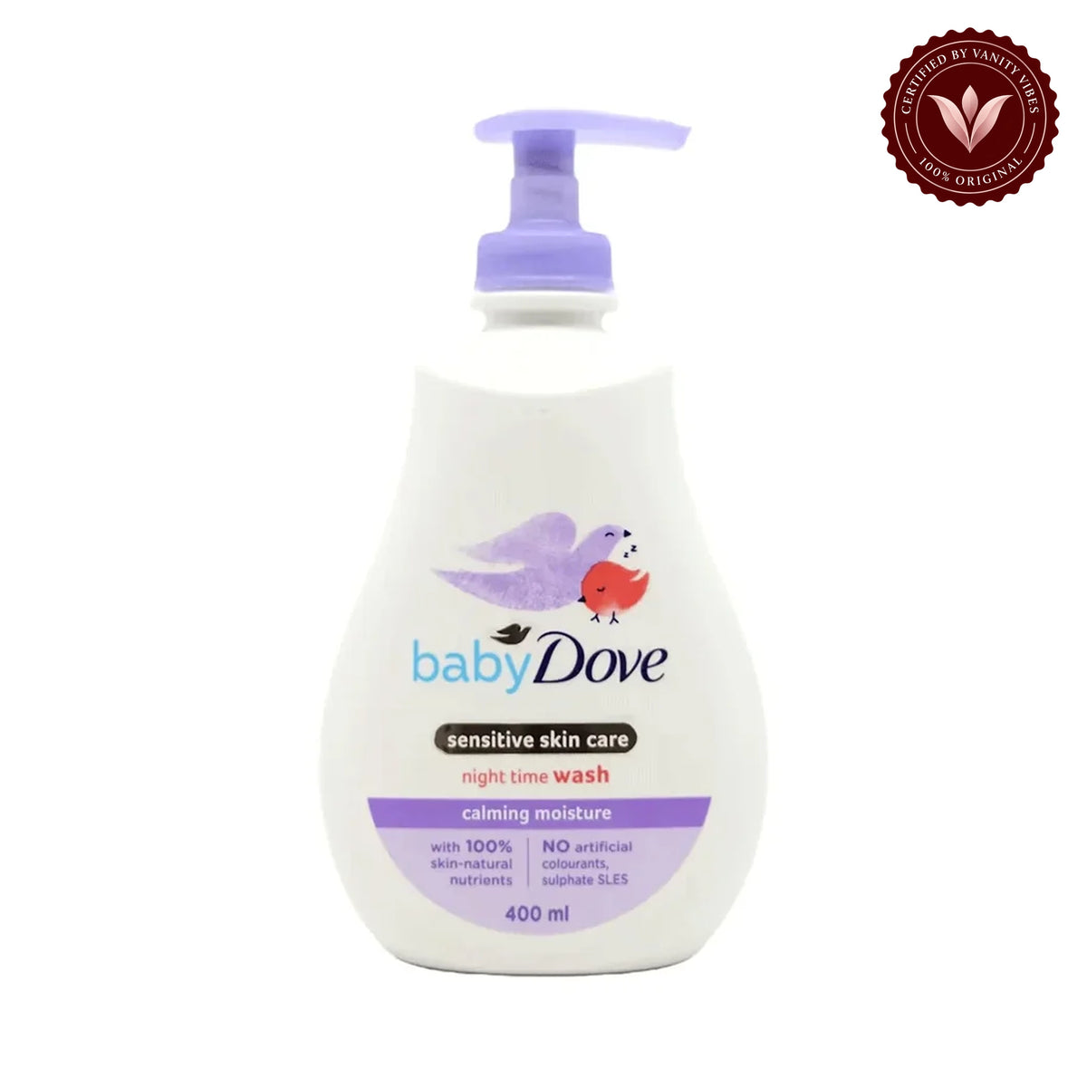 Dove Baby Dove Calming Moisture Night Time Wash-400-ml — front view, white background