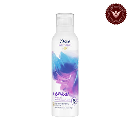 Dove Renew Shower & Shave Mousse Wild Violet & Pink Hibiscus 200ml — front view, white background