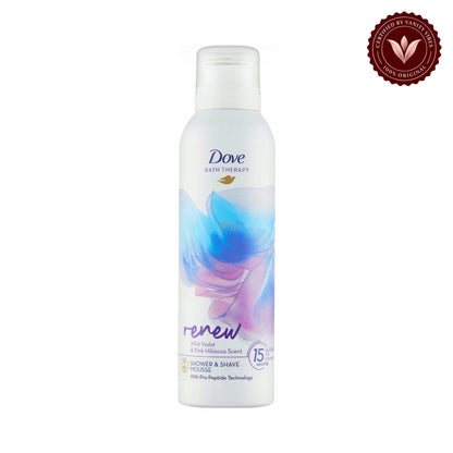 Dove Renew Shower & Shave Mousse Wild Violet & Pink Hibiscus 200ml — alternate view, white background