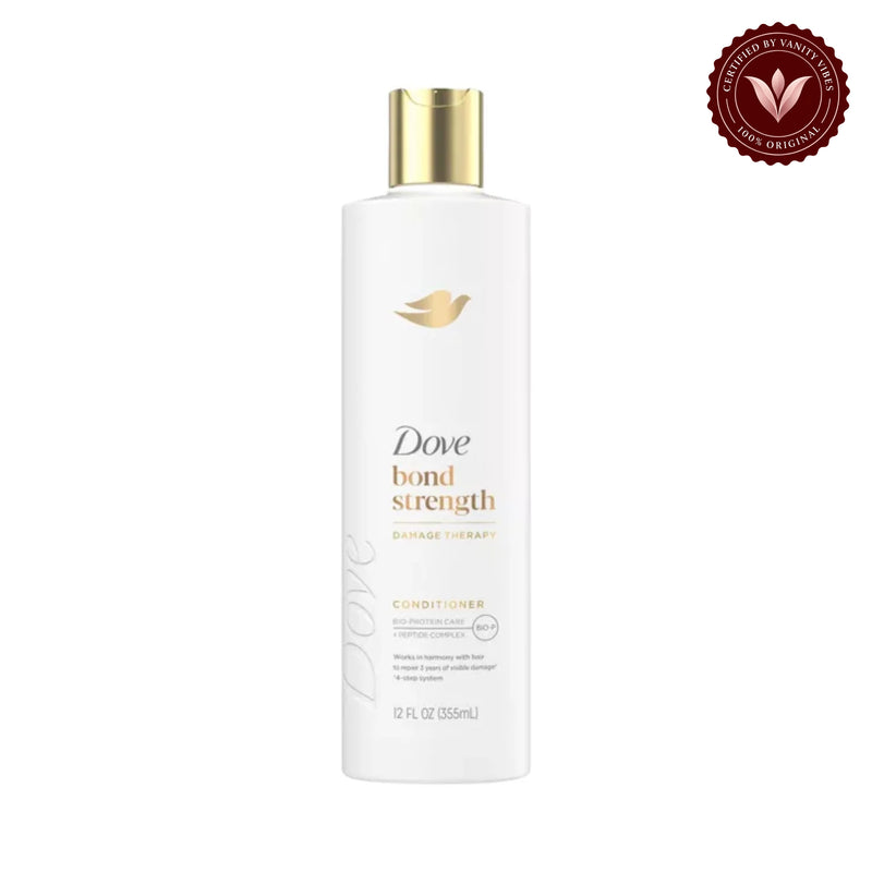 Dove Damage Therapy Bond Strength Conditioner 355ml - Strengthening Conditioner for Weak, Damaged & Breakage-Prone Hair (USA) — front view, white background