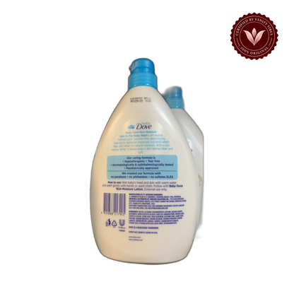 Baby Dove Rich Moisture Hair to Toe Baby Wash 1000ml - Gentle Nourishing Body & Hair Wash for Sensitive Baby Skin — alternate view, transparent background
