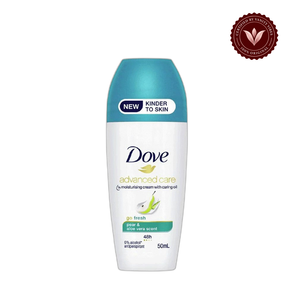 Dove Advanced Care Anti Perspirant Pear & Aloe Vera Roll On 50ml — front view, transparent background