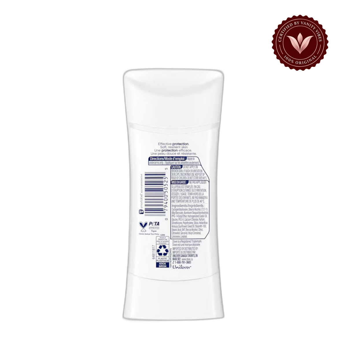 Dove Advanced Care Peach & Chamomile Tea Antiperspirant Stick Deodorant 2.6Oz-(74g) — front view, transparent background