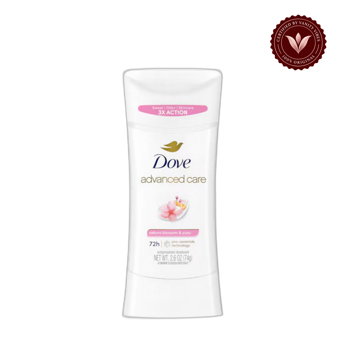 Dove Advanced Care Sakura Blossom & Yuzu Antiperspirant Stick Deodorant 2.6Oz-(74g) — alternate view, transparent background