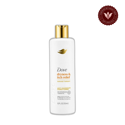 Dove Anti-Dandruff Dryness & Itch Relief Conditioner 355ml - Moisturizing Conditioner for Dry, Itchy & Flaky Scalp (USA) — alternate view, transparent background